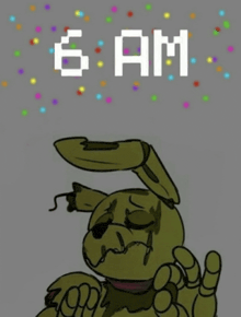 a drawing of a rabbit with the time of 6 am on it