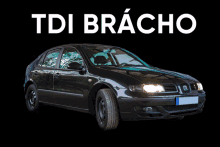 a black car with a license plate that says tdi bracho