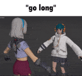 a 3d model of a girl with the words " go long " on top