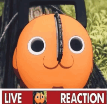 a picture of a cartoon character with the words live reaction underneath