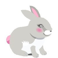 a rabbit with a pink tail is sitting down