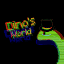 a cartoon worm wearing a top hat with the words dingo 's world below it