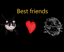 a drawing of a monster and a drawing of a skull with the words best friends above them