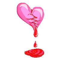 a drawing of a broken heart with blood dripping out of it