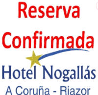 a logo for reserva confirmada hotel nogallas a coruña - riazor