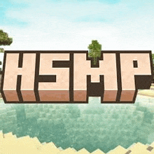 a logo for a video game called hemp with a pool of water in the background .