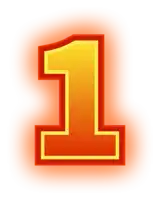 a red and yellow number 1 with a glowing border