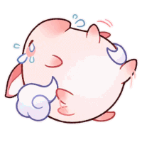 a cartoon drawing of a pink sheep with a cloud around its neck