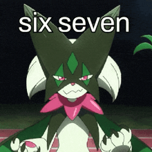 a cartoon character with the words six seven written on it