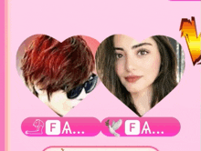 a picture of a woman with red hair and a picture of a woman with dark hair in a heart