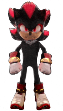 a shadow the hedgehog with a red mane and red eyes