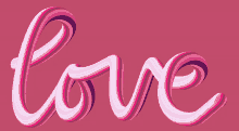 the word love is written in pink and purple letters