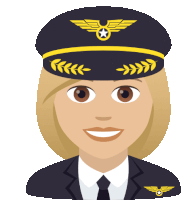 an illustration of a female pilot wearing a hat with wings and a star on it