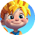 a cartoon boy with yellow hair is smiling and looking at the camera .