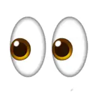 a pair of cartoon eyes with a brown pupil
