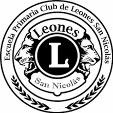 the logo for the escuela primaria club de leones san nicolas shows two lions in a circle .