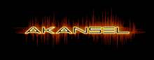 a neon sign that says akansel on a dark background