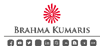 a logo for brahma kumaris with social media icons around it