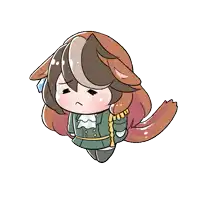 a cartoon drawing of a girl with brown hair and a brown tail