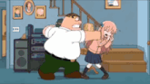 a cartoon of peter griffin fighting a girl