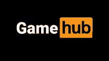 a black background with a yellow game hub logo on it