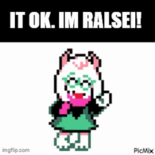 a pixel art of a cat giving the middle finger