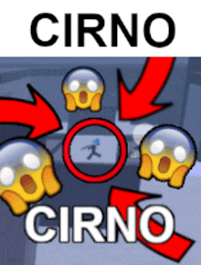 a cartoon of a man in a circle with the words " cinno cinno " written on it