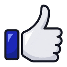 a cartoon thumbs up with a blue border