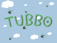 a blue background with bees and the word tubbo