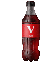 a bottle of coca cola with the letter v on the front