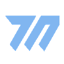 a blue logo with two arrows pointing in opposite directions .