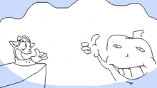 a drawing of a person giving a thumbs up next to another person