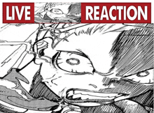 a black and white drawing of a person 's face with the words `` live reaction '' written below it .