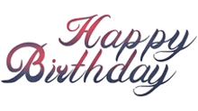 the word happy birthday is written in a cursive style on a white background .