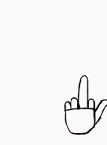 a black and white drawing of a hand making a middle finger sign .