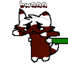 a pixel art of a cat with the word bwaaa on top