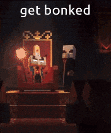 a picture of a throne with the words get bonked written on it