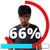 a man with glasses and a beard stands in front of a percentage sign