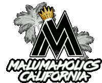 a logo for malumaholics california with palm trees