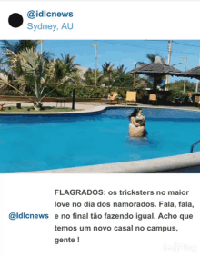 a picture of a man and woman in a swimming pool with a caption that says @idlcnews