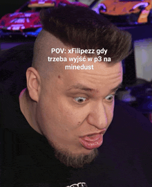 a close up of a man 's face with the caption pov xfilipezz