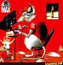 a cartoon of a goat sitting in front of a computer with the words inspector max on the bottom