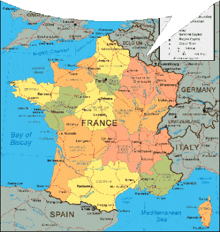 a map of france shows the bay of biscay and italy