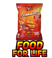 a bag of cornado chips is sitting on top of a food for life sign .