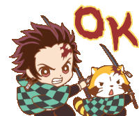 a cartoon drawing of a boy and a raccoon with the word ok below them