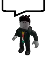 a roblox character with a speech bubble behind him