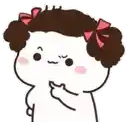 a cartoon girl with curly hair and a pink bow in her hair is holding her hand to her chest .