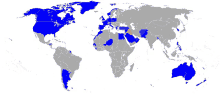 a map of the world showing the countries in blue