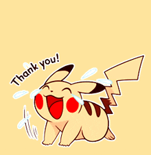 a pikachu says thank you with tears running down its face