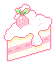 a pixel art illustration of a slice of cake with a strawberry on top .